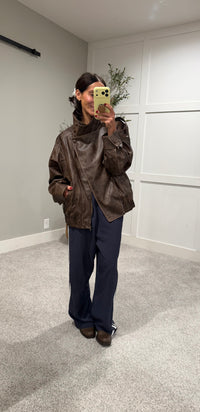 Vegan Leather Jacket | Vintage Brown