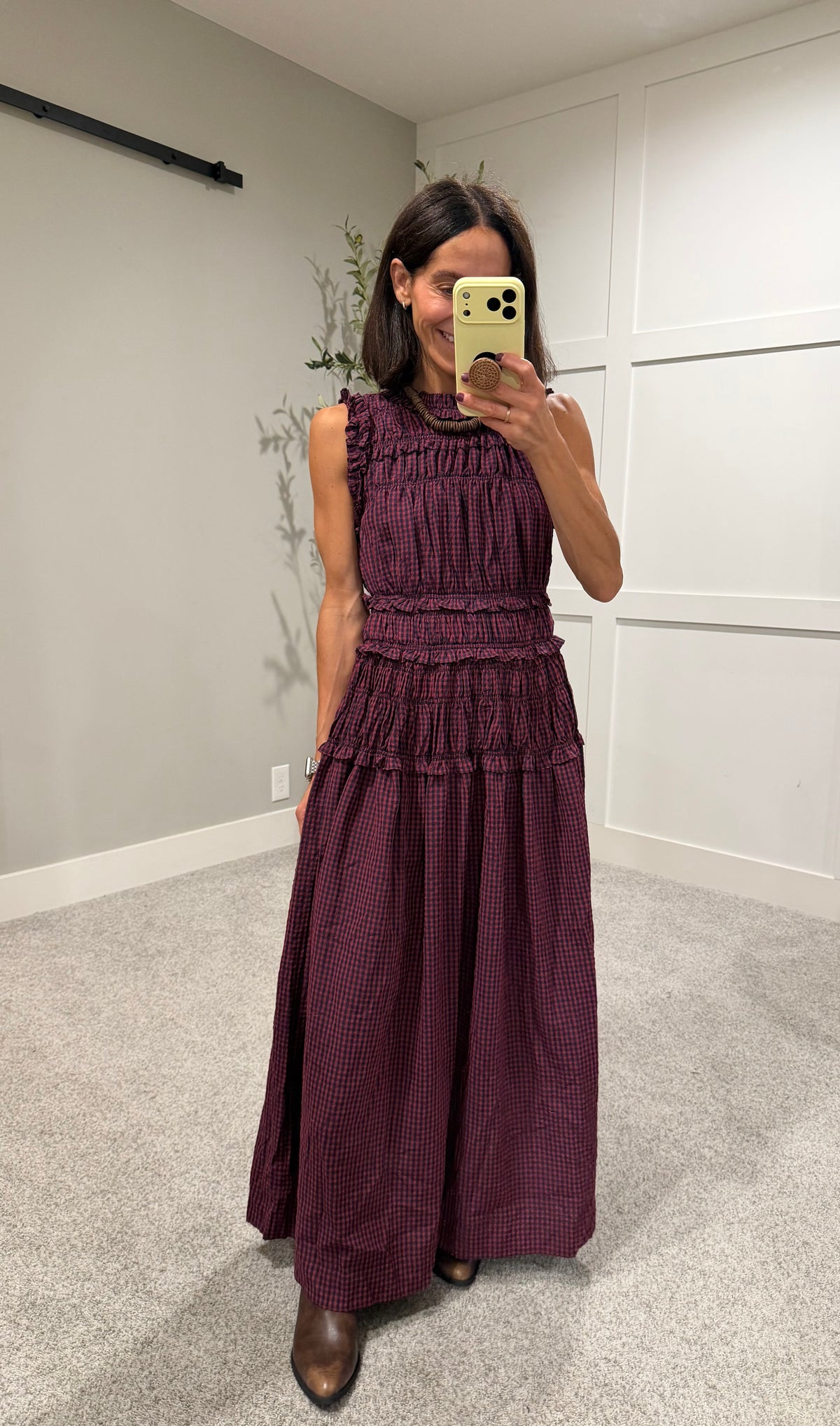 Neily Gingham Maxi | Red/Navy