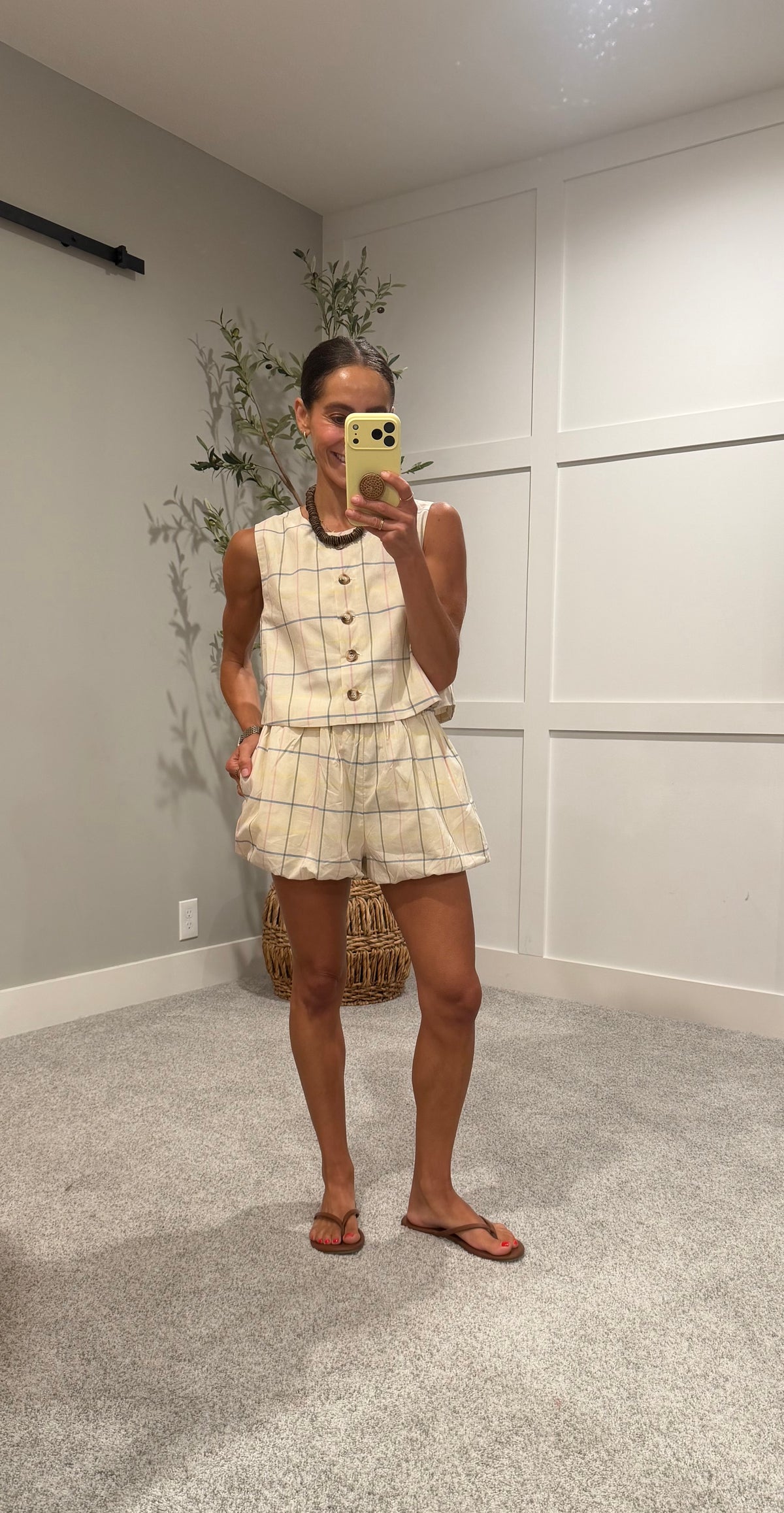 Becca Button Down Grid Top