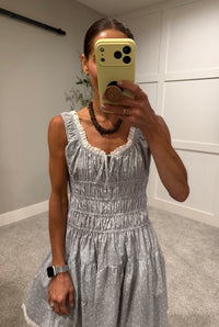 Eyelet Trim Floral Mini Dress