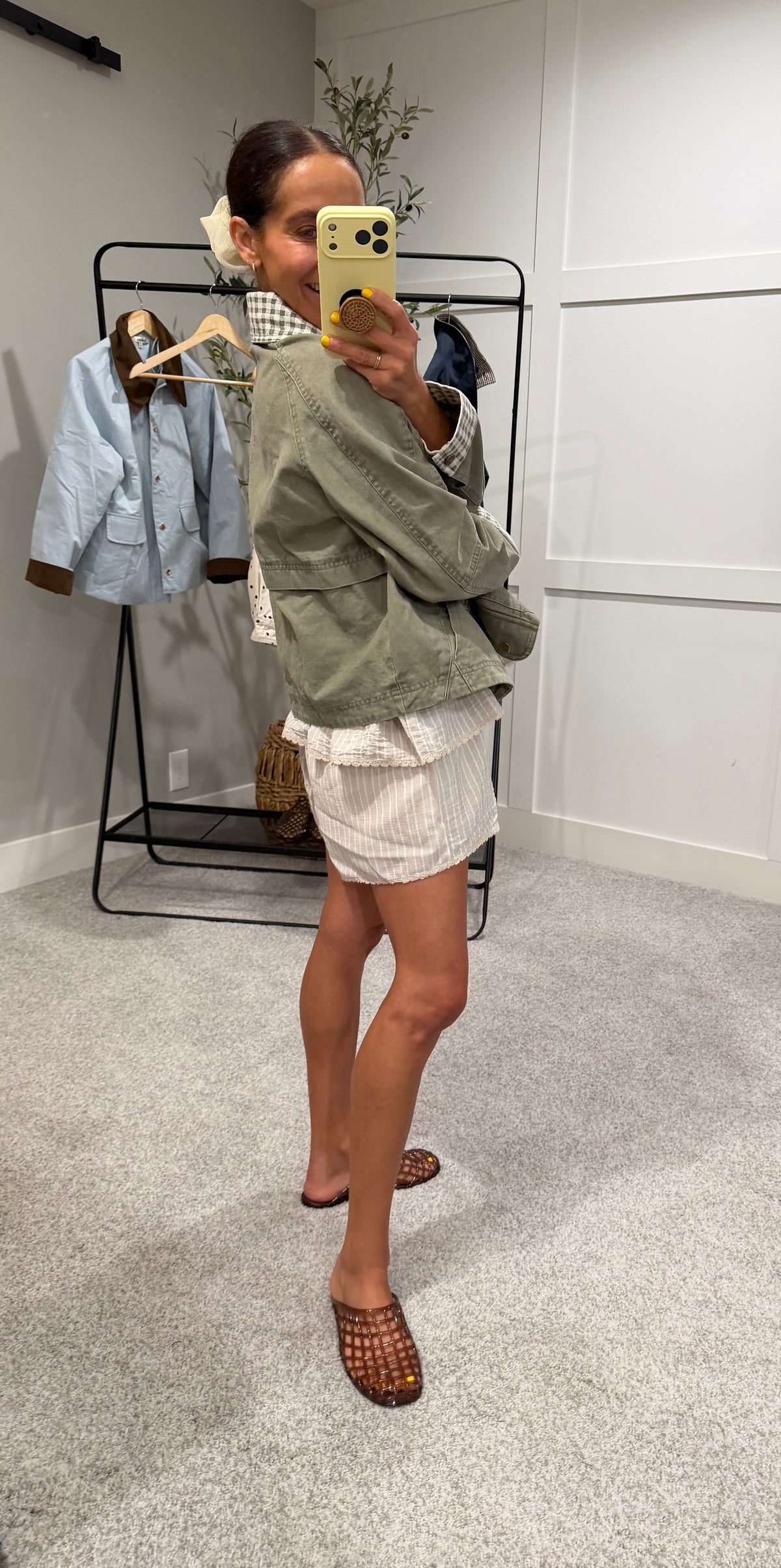 Tessa Gingham Collared Jacket | Olive