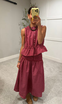 The Camryn Plaid Top | Burgundy Red