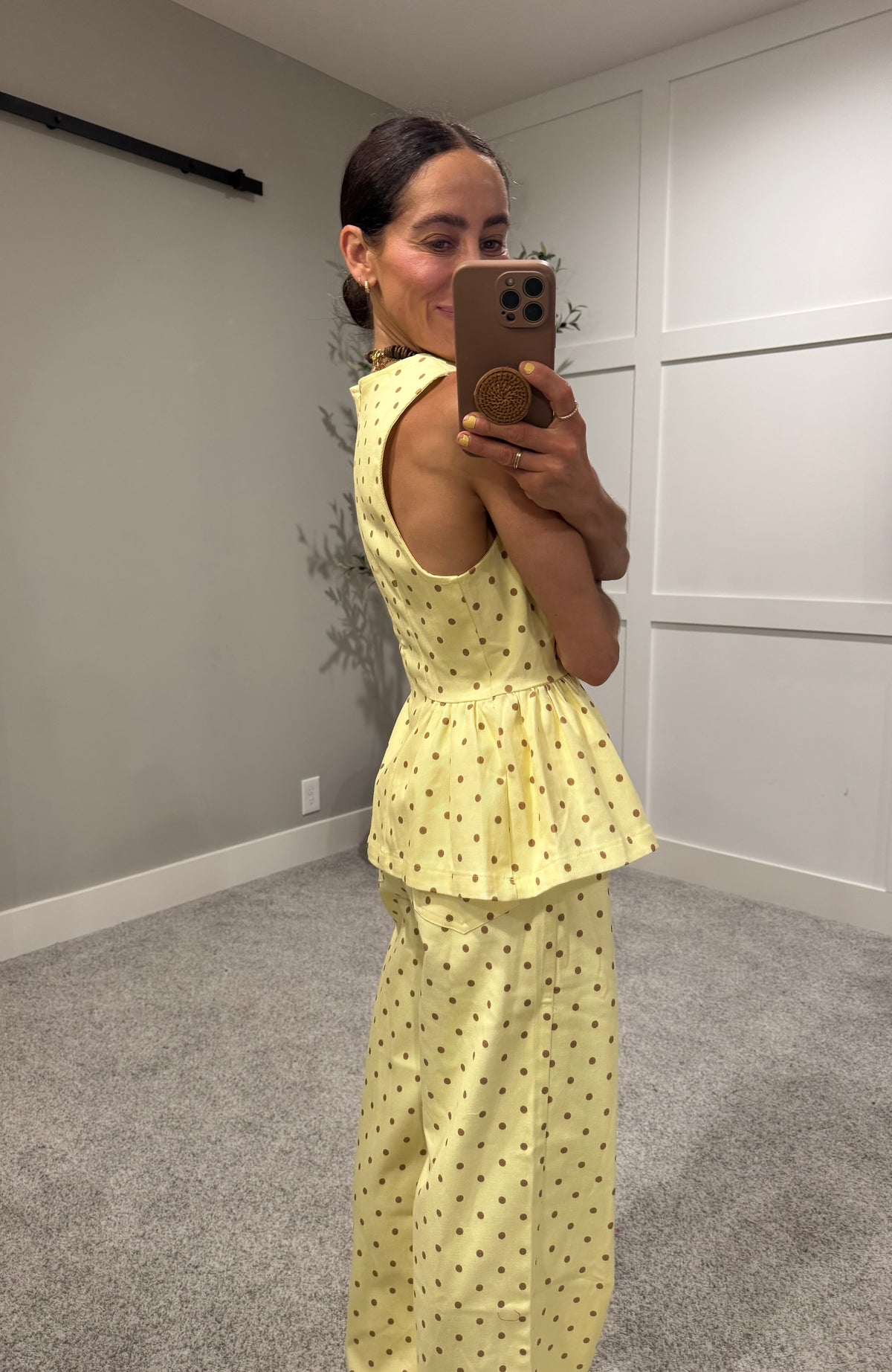 Amelia Denim Polka Dot Set | Yellow