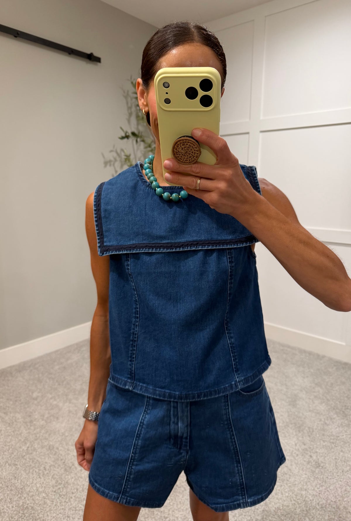 Muse Sailor Collar Denim Top