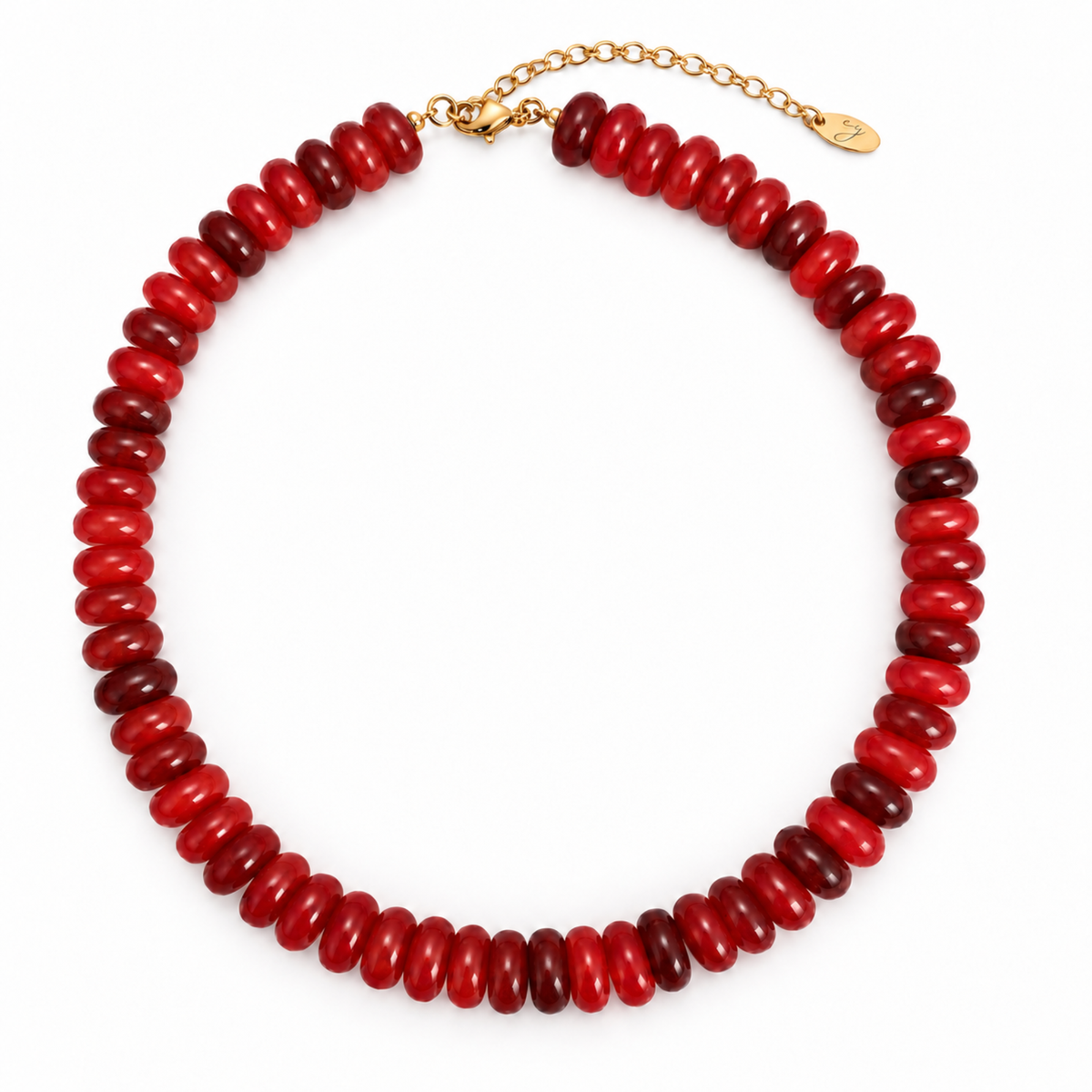 Resin Beaded Statement Necklace | Berry Red