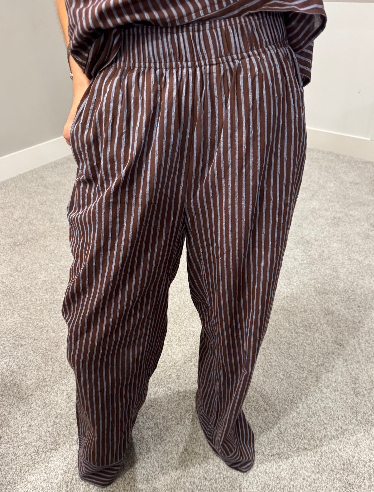 Monica Striped Set | Brown/Blue
