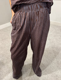 Monica Striped Set | Brown/Blue