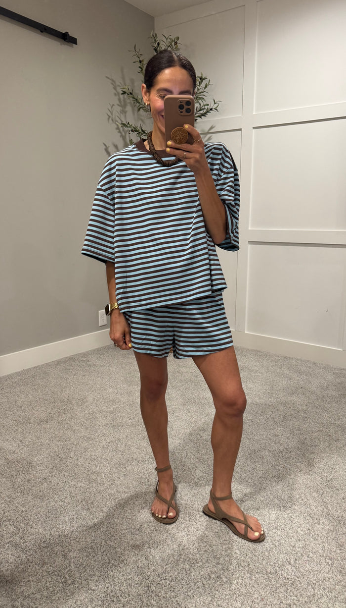 Lena Striped set | Blue/Brown