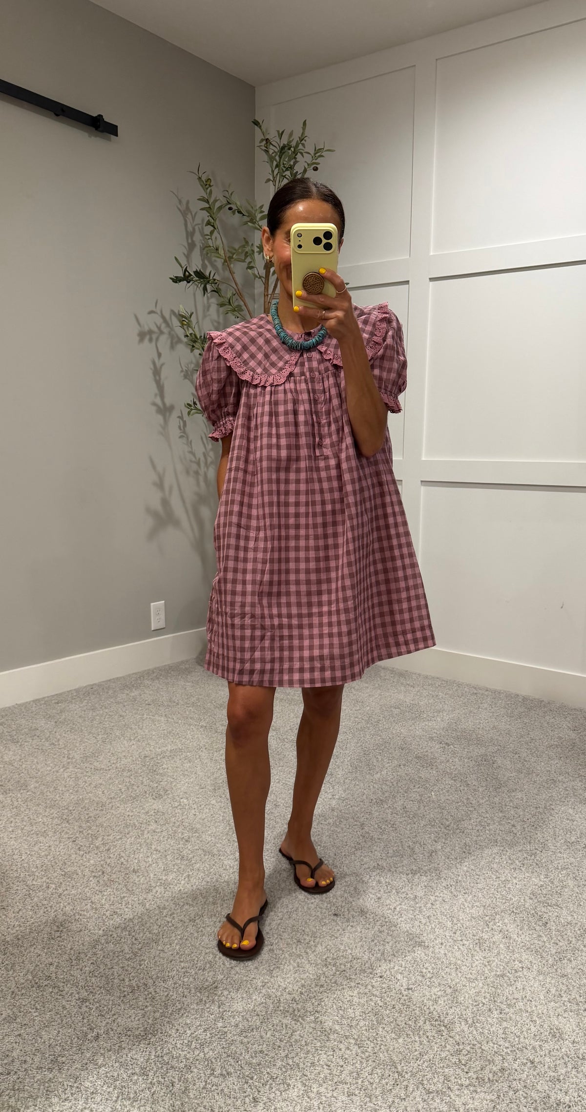 Jones Dress | Mauve Gingham