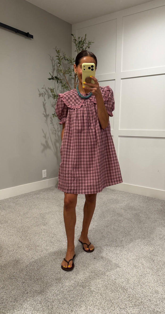 Jones Dress | Mauve Gingham