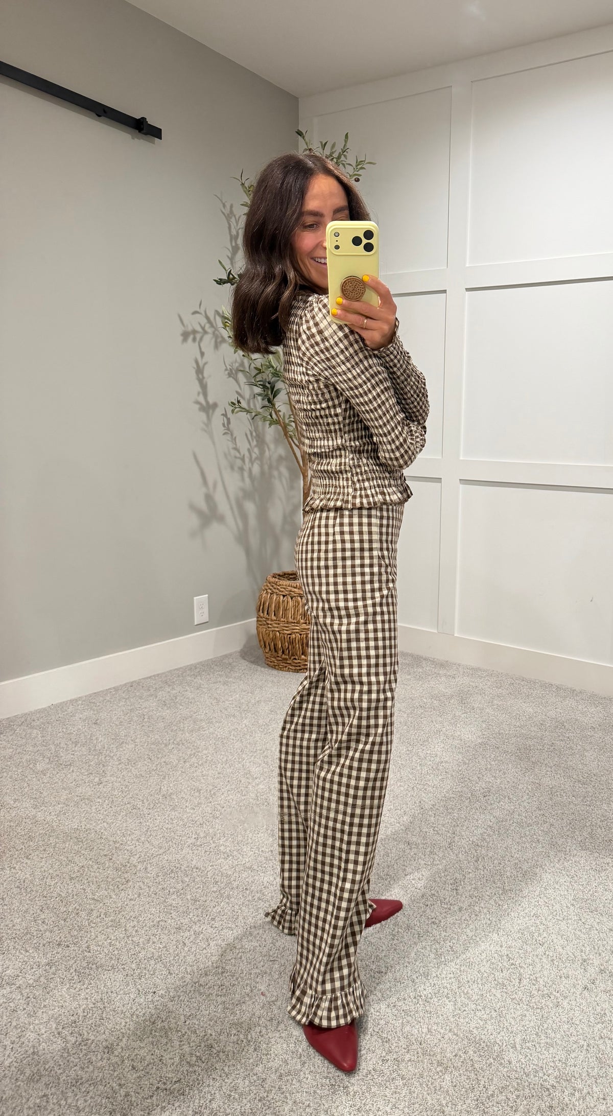 Ashton Top | Brown/Cream Gingham