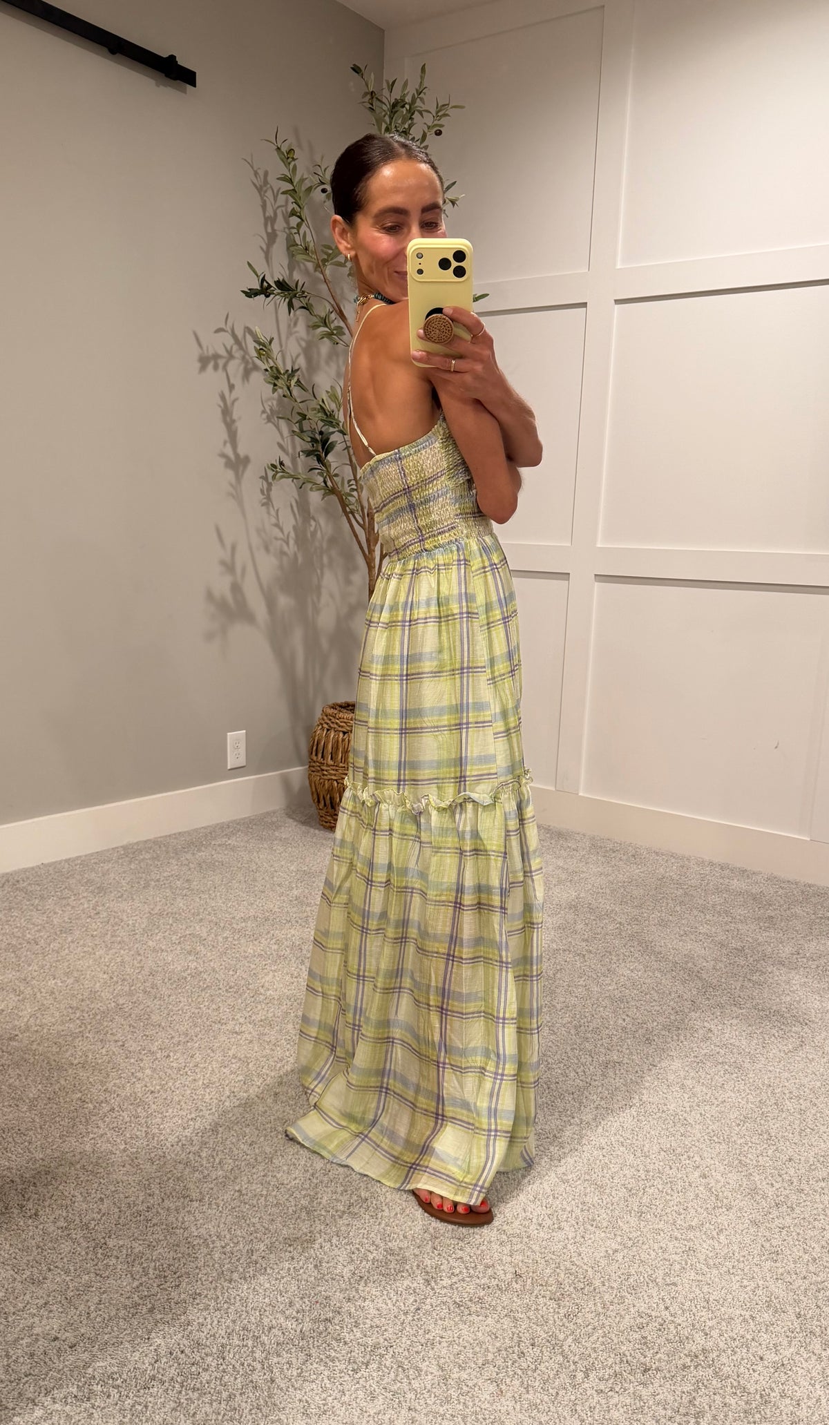 Maxine Plaid Maxi Dress | Lime