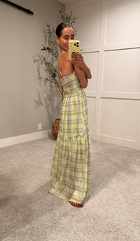 Maxine Plaid Maxi Dress | Lime