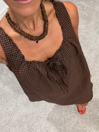 The Gabby Dress | Brown/Navy/Red