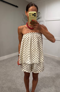 Dotty Strapless Polka Dot Set | Cream/Black