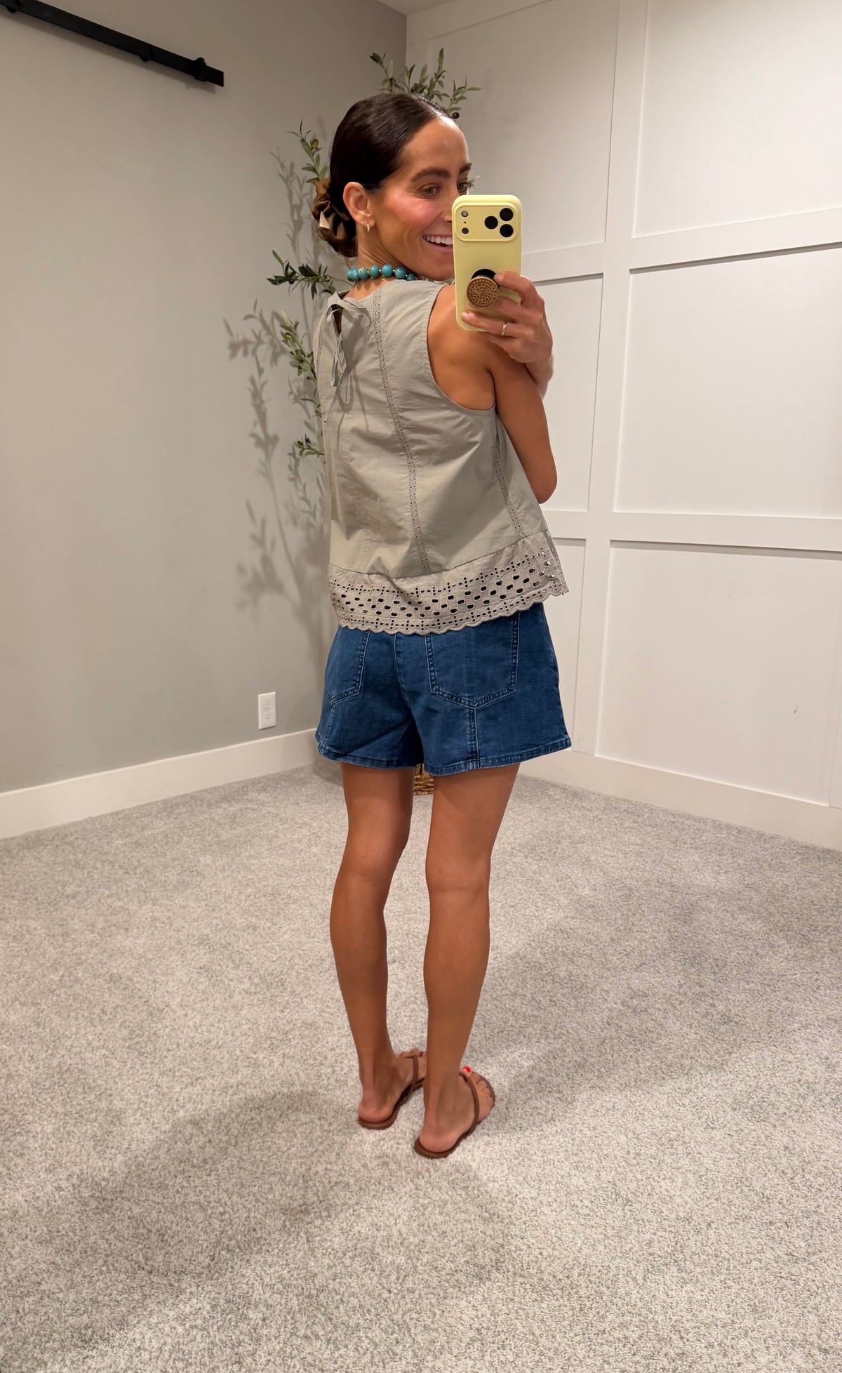 Lace Inset Eyelet Trim Tank | Dry Herb