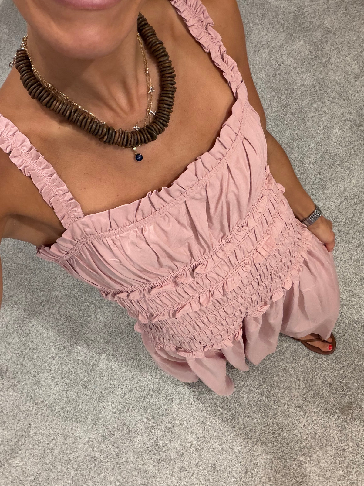 Belle Ruffled Smocked Dress | Dusty Pink