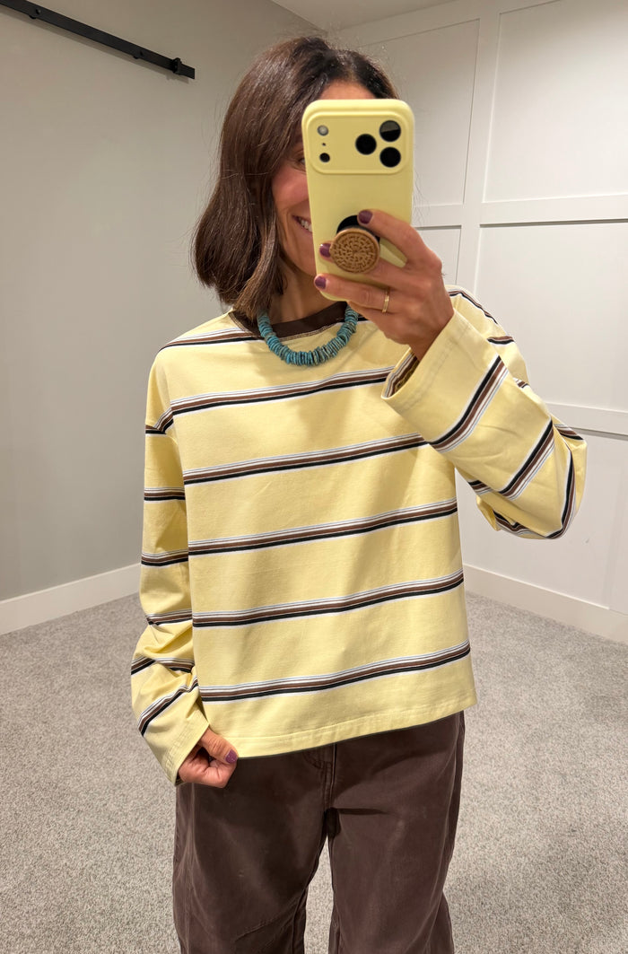 Sara Striped Long Sleeve Top | Butter Yellow