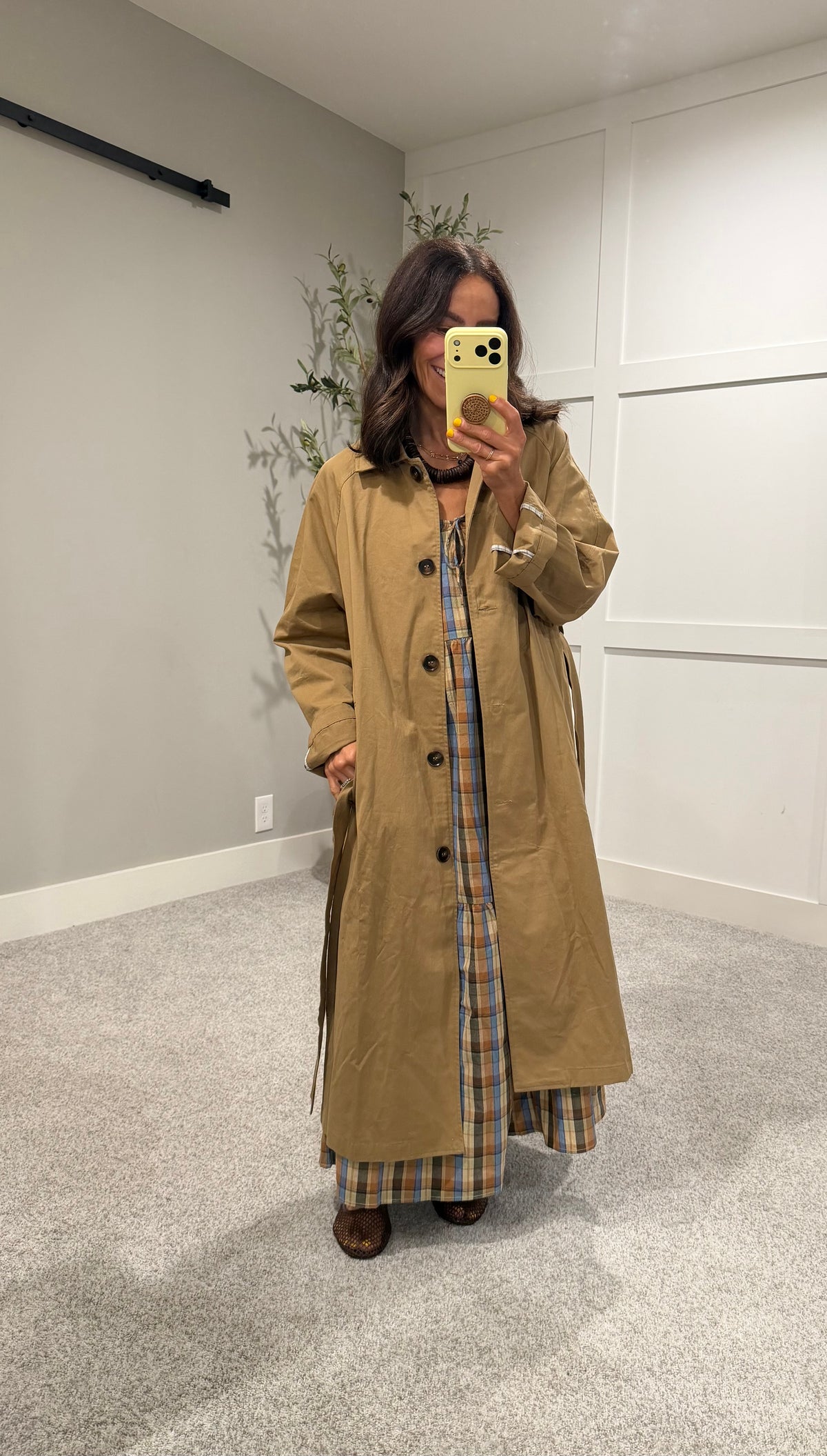 Classic Belted Long Trench Coat | Khaki