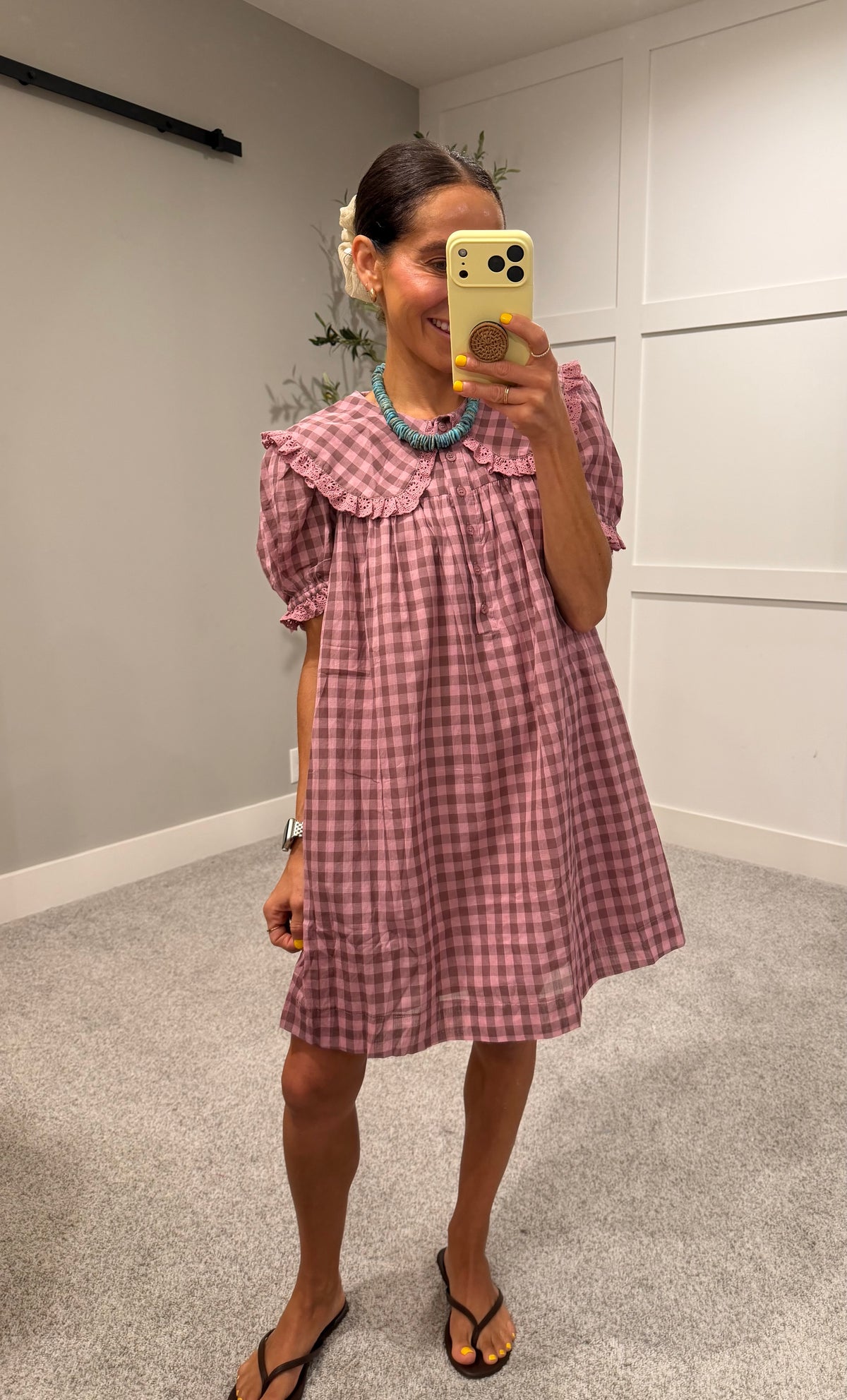 Jones Dress | Mauve Gingham