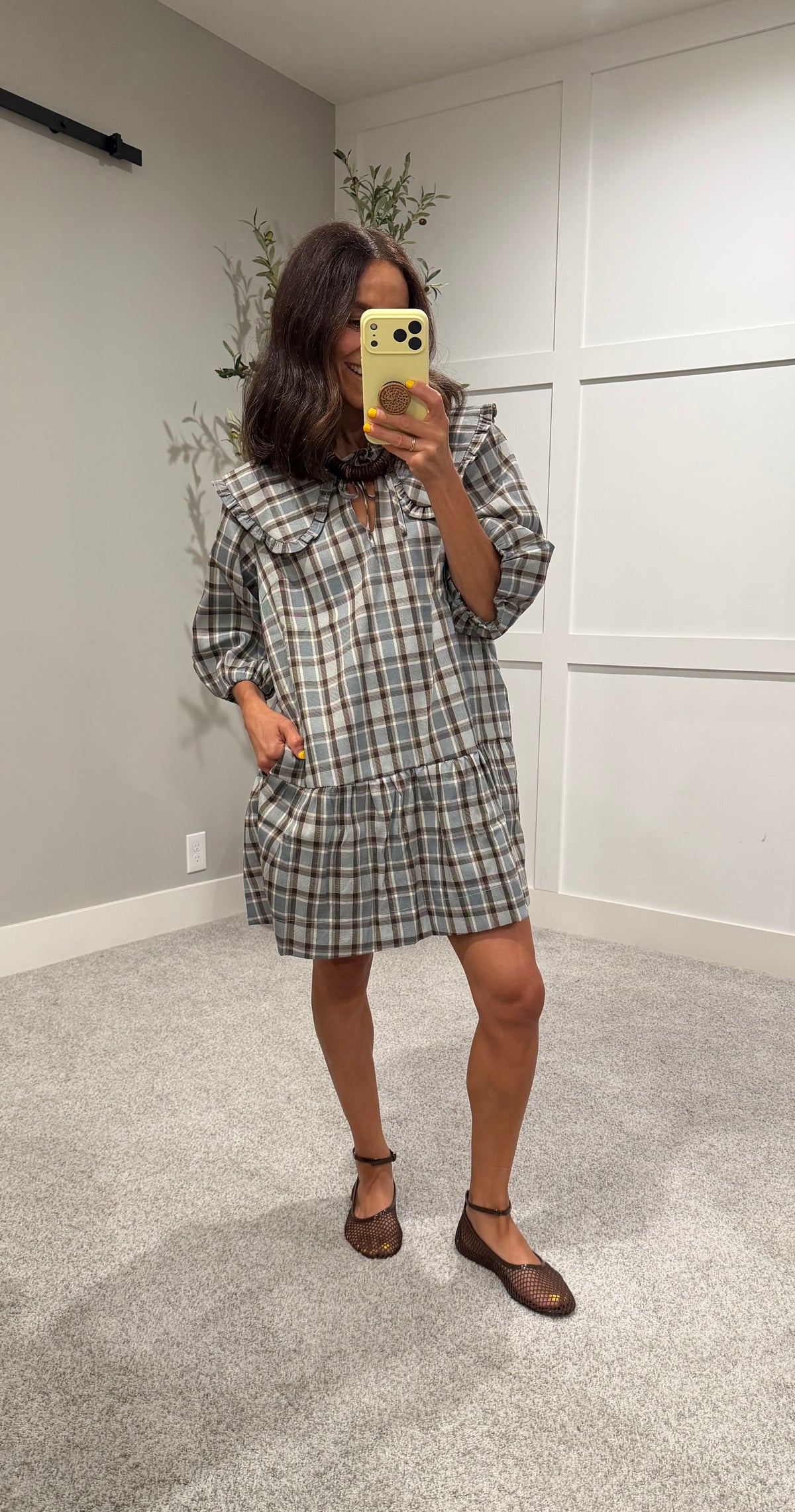 Dove Peter Pan Collared Dress (WITH LINED SHORTS)