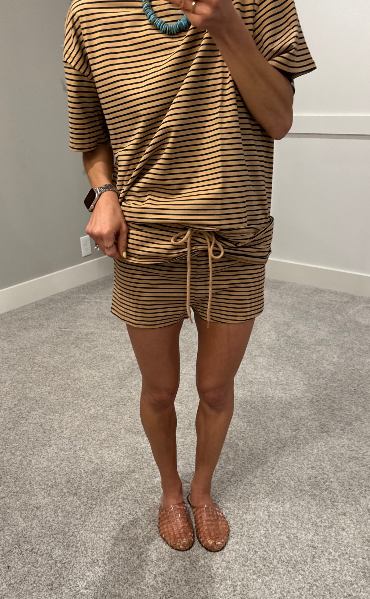 Ryder Striped Set | Tan/Navy