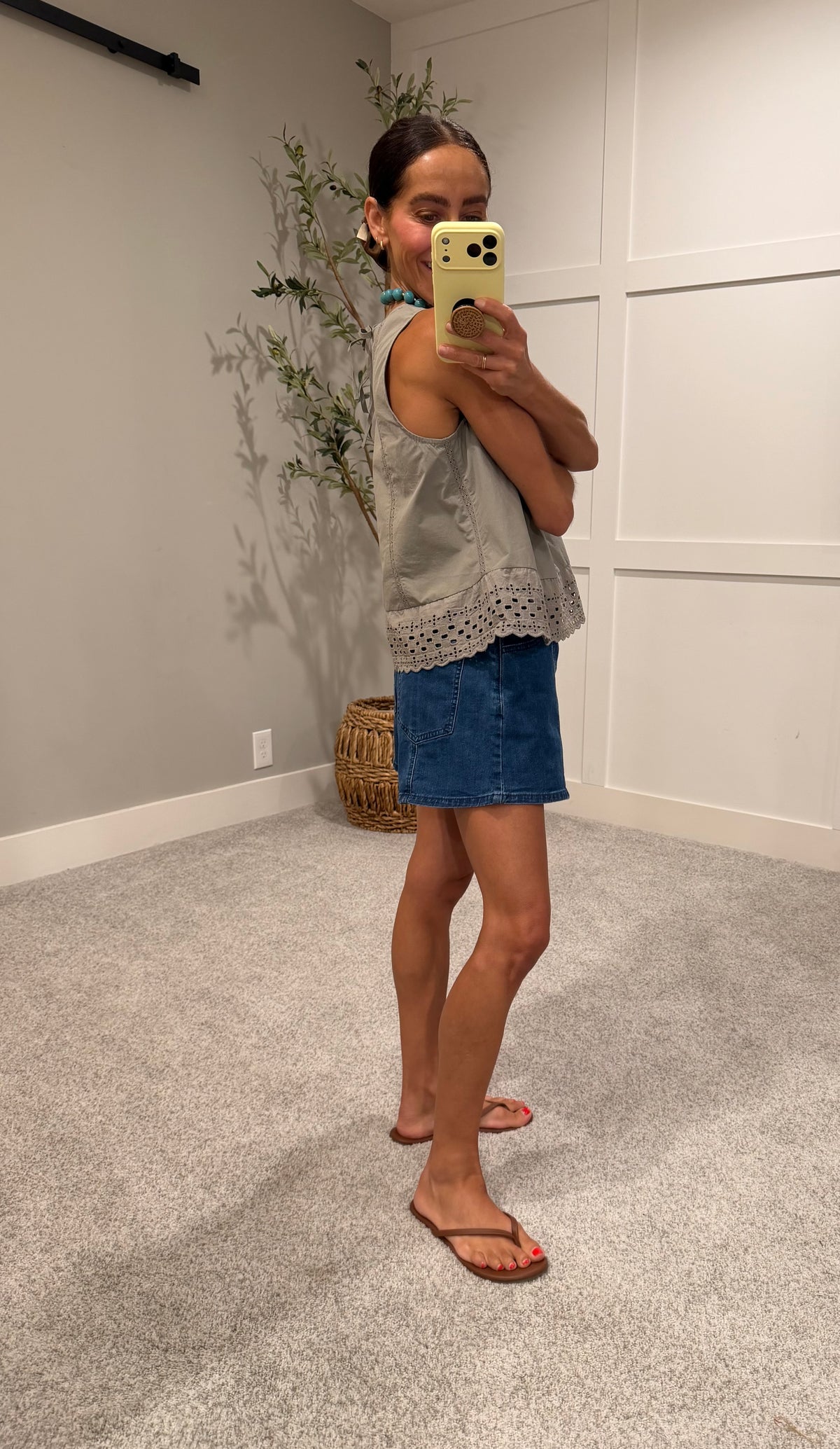 Lace Inset Eyelet Trim Tank | Dry Herb