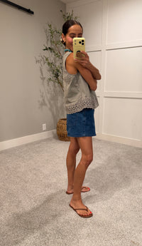 Lace Inset Eyelet Trim Tank | Dry Herb