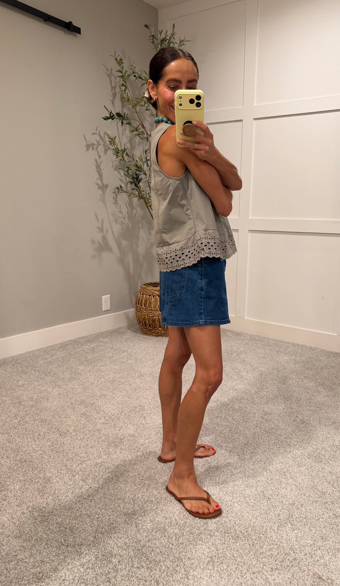 Lace Inset Eyelet Trim Tank | Dry Herb