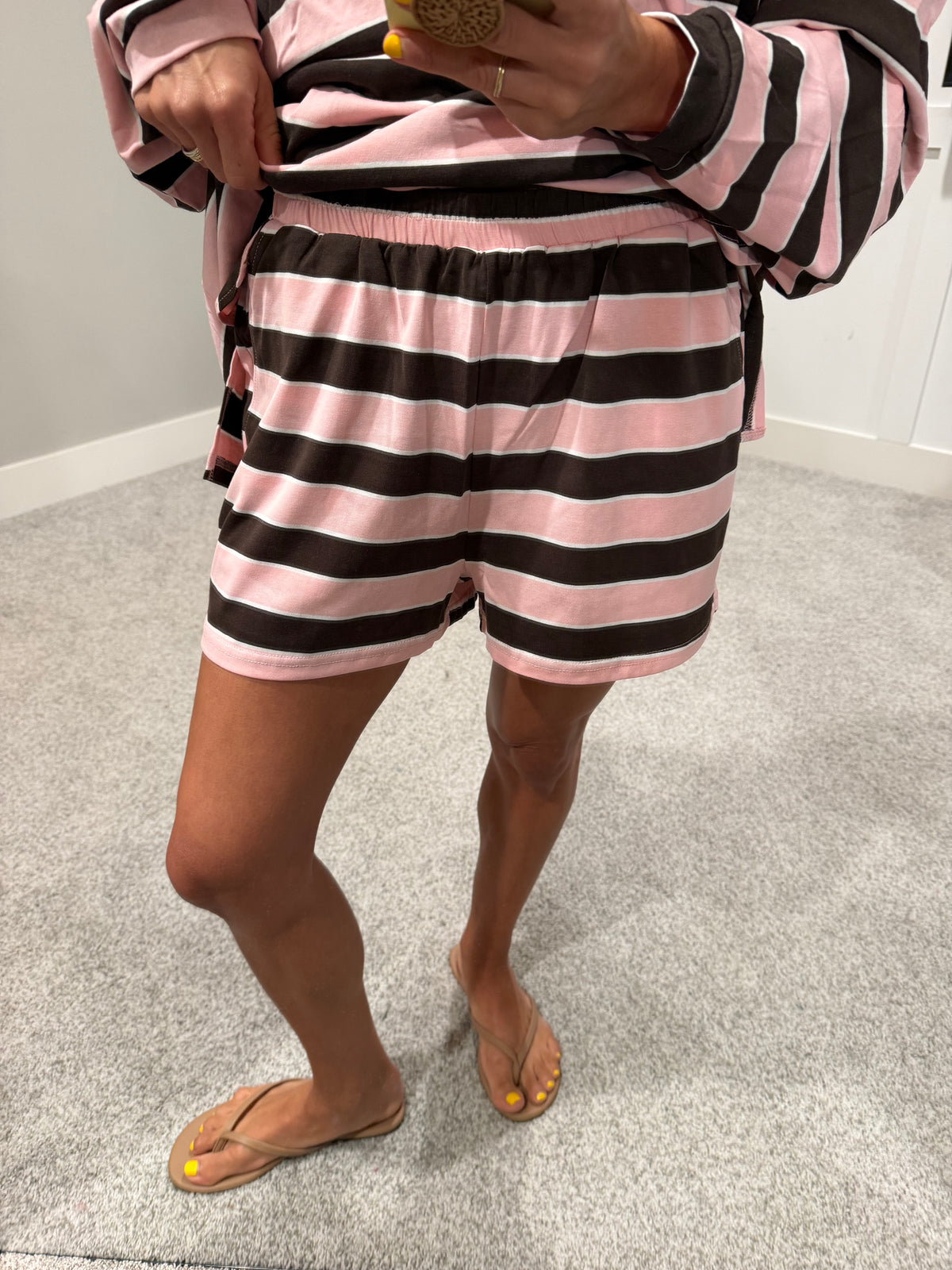 Sheila Striped Shorts | Pink/Brown
