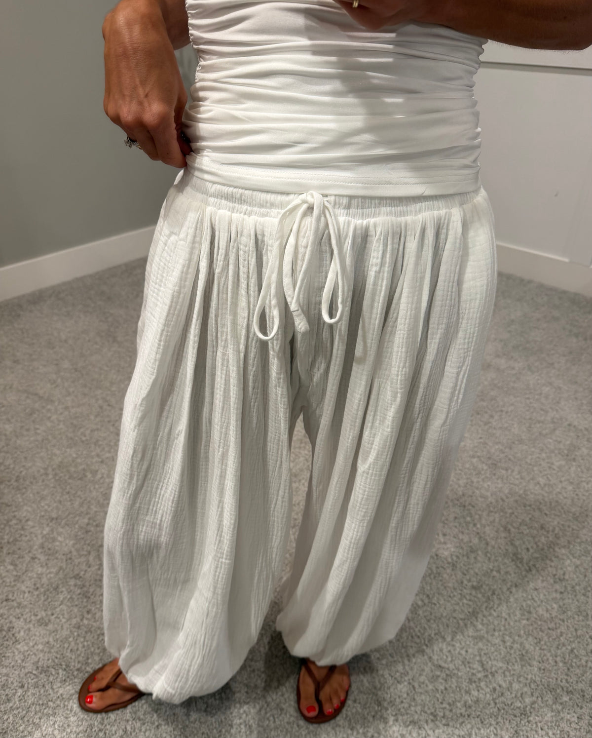 Balloon Gauze Pants | White