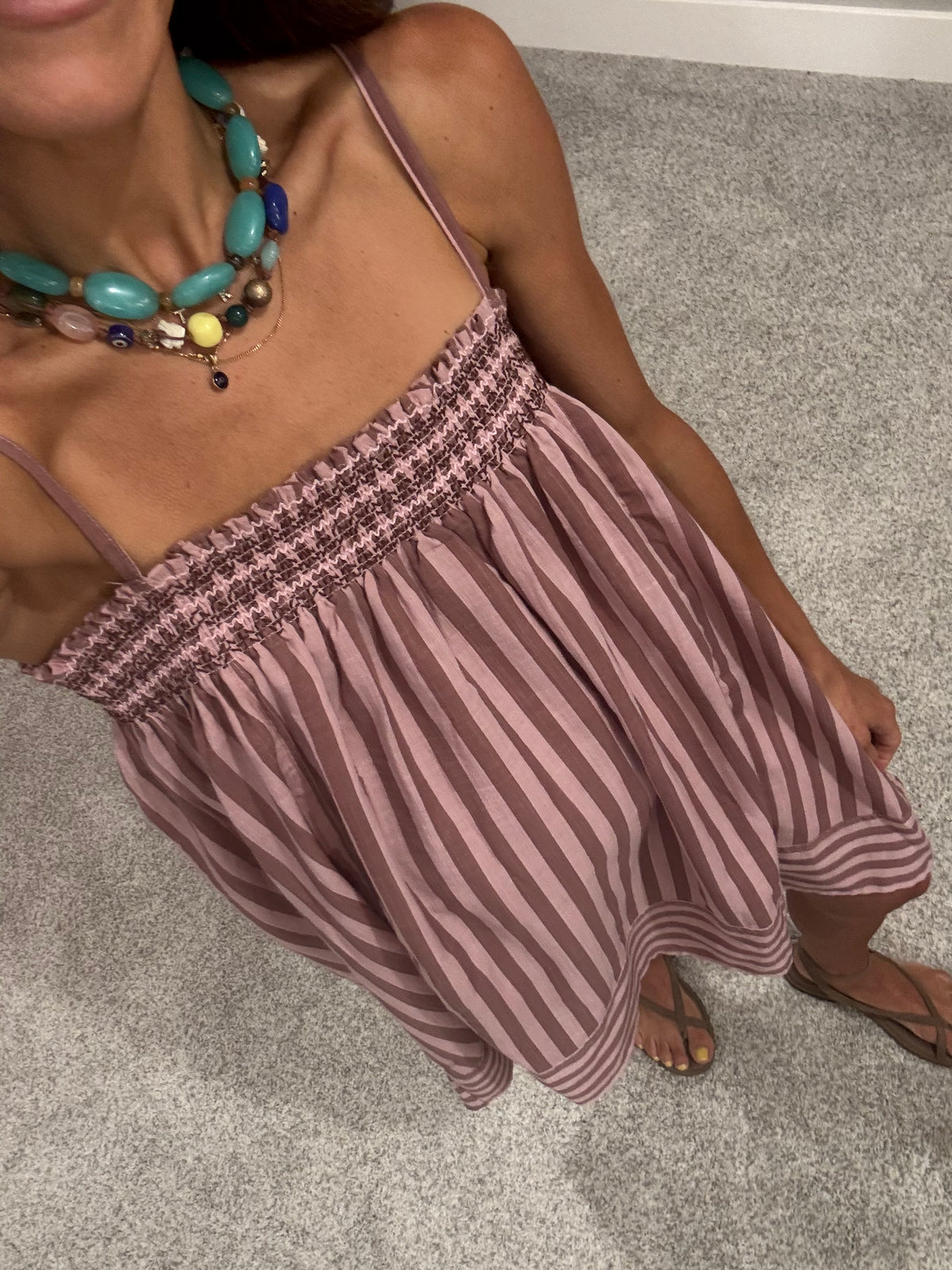 Serena Striped Cami Dress | Mauve Stripe