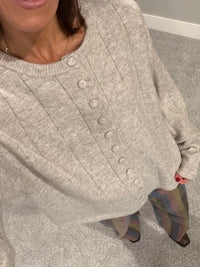 Knit Fabric Button Down Cardigan | Light Heather Grey