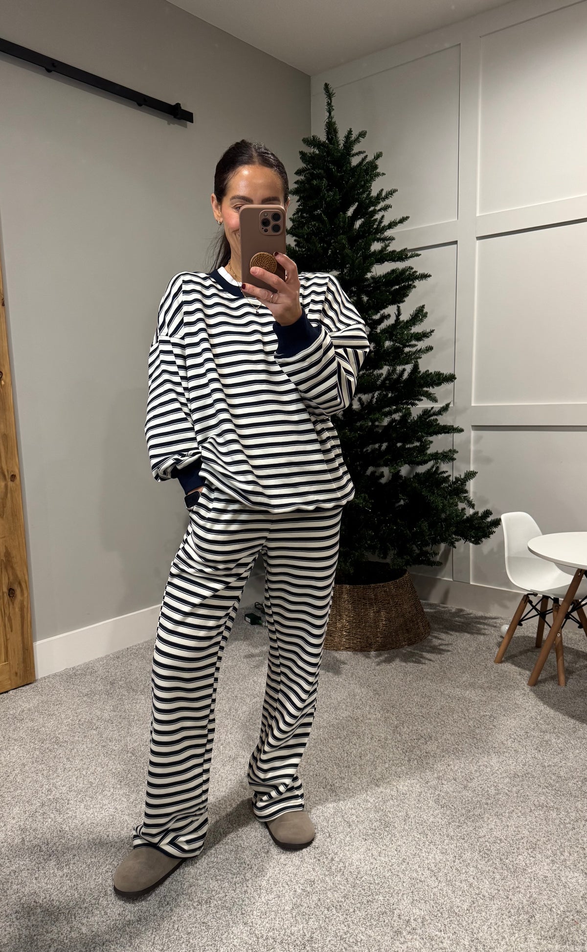 Crew Navy Striped Sweatpants