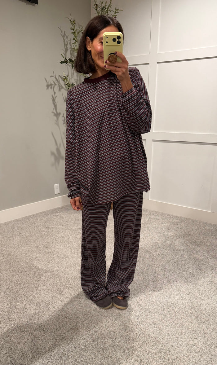 Lorenze Striped Set | Maroon Multi Stripe