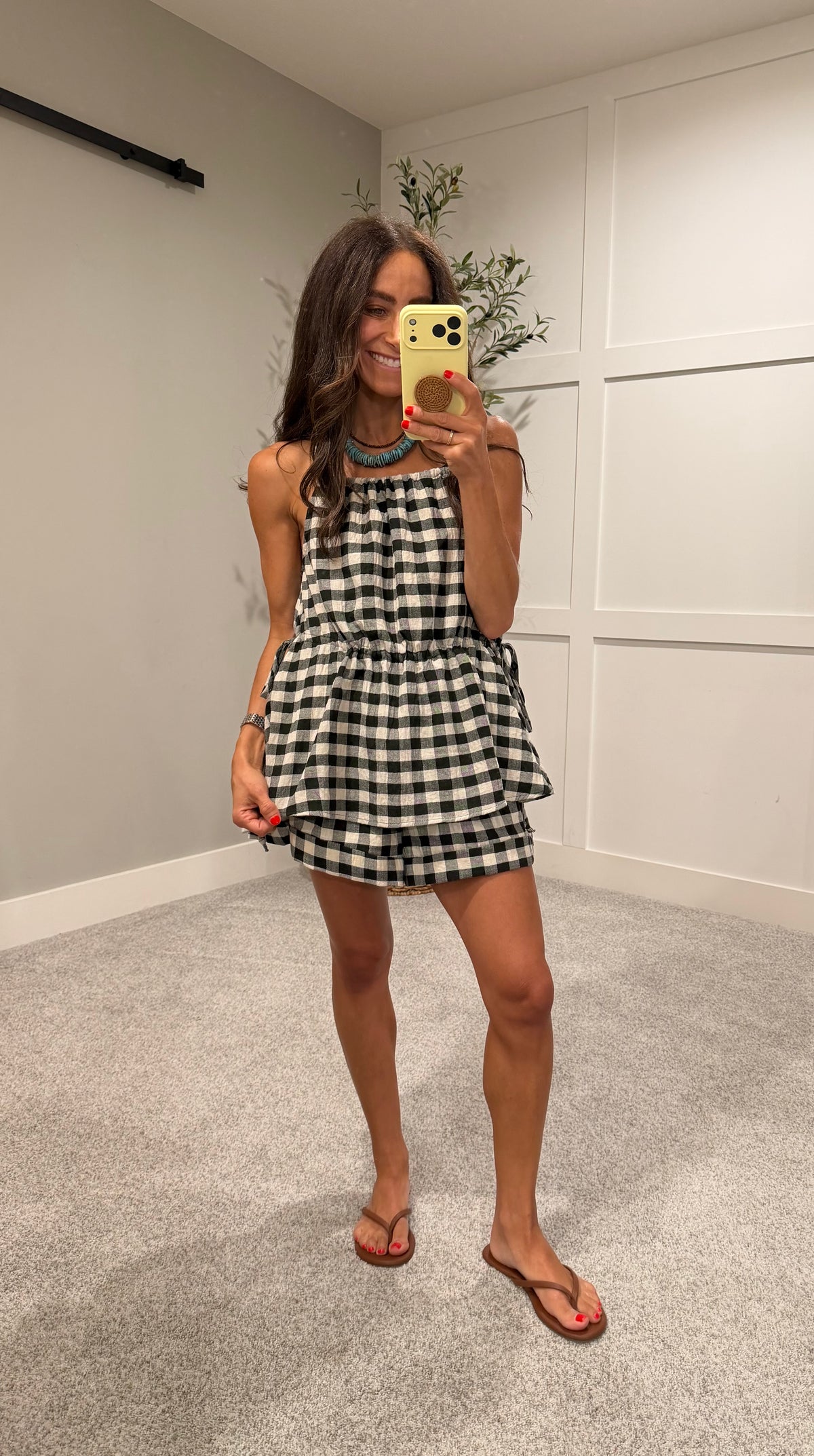 Meadow Gingham Top | Black/Ivory