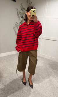 The Nora Sweater Polo | Red Striped