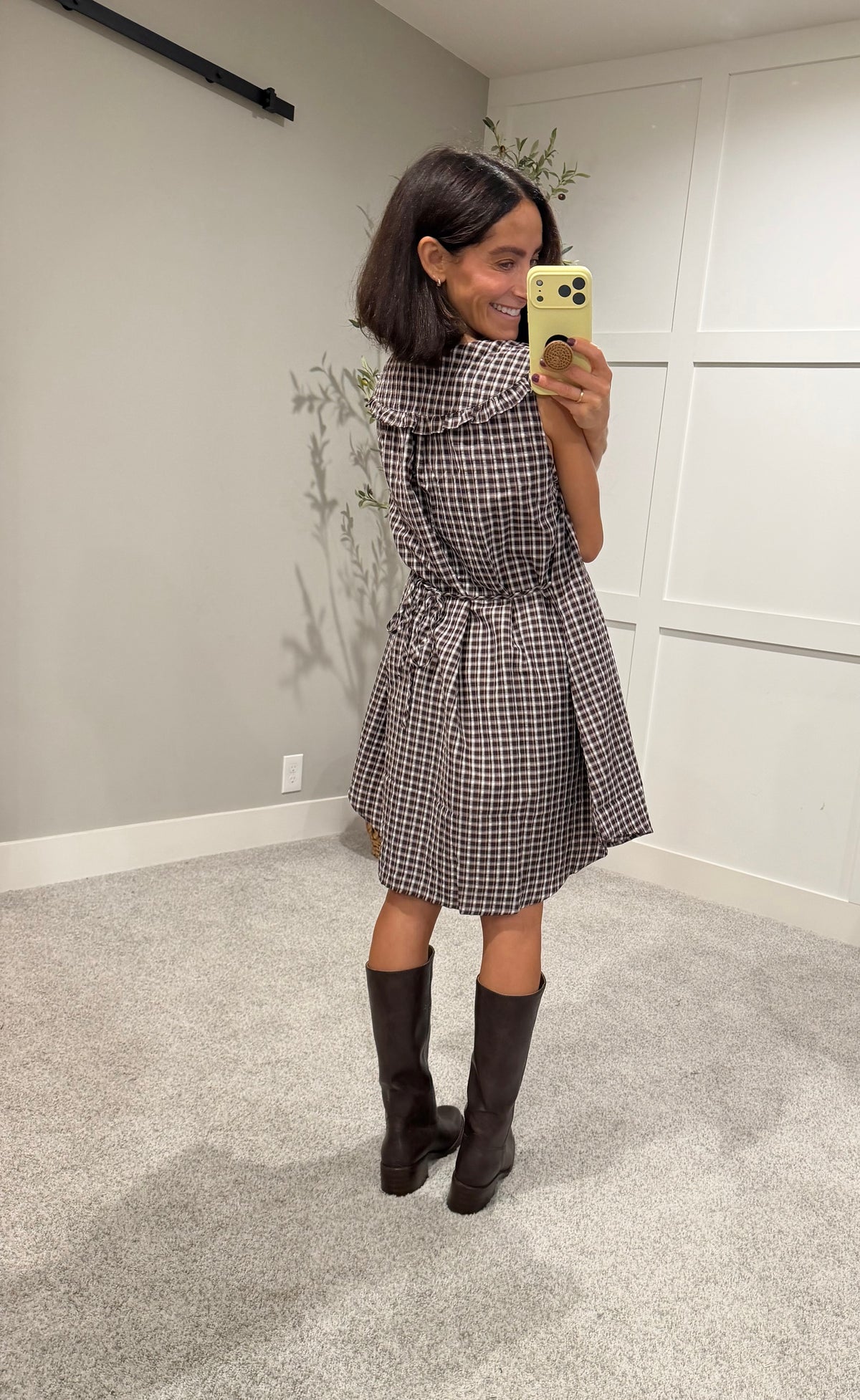 The Eloise Brown Checkered Dress