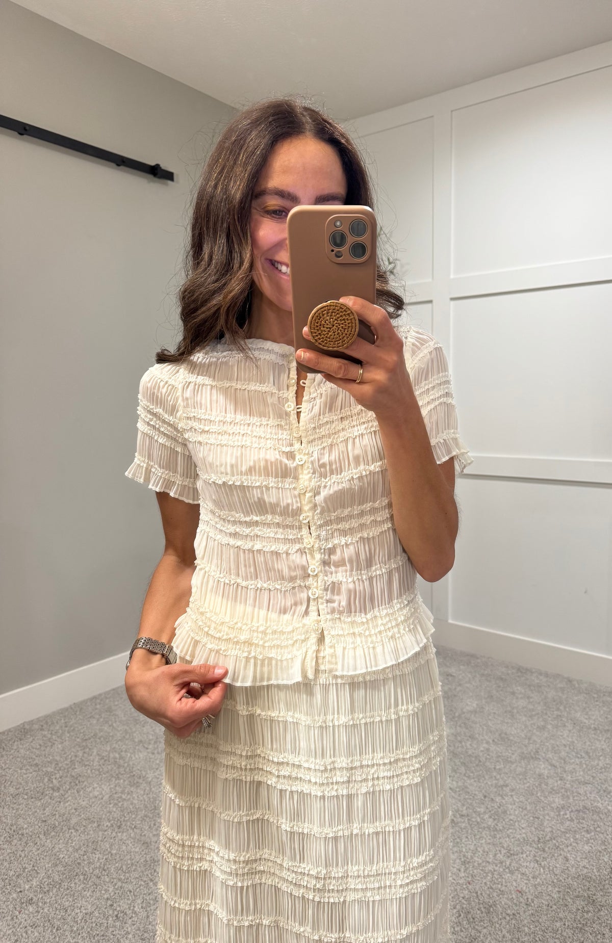 Ava Crinkle Top | Cream