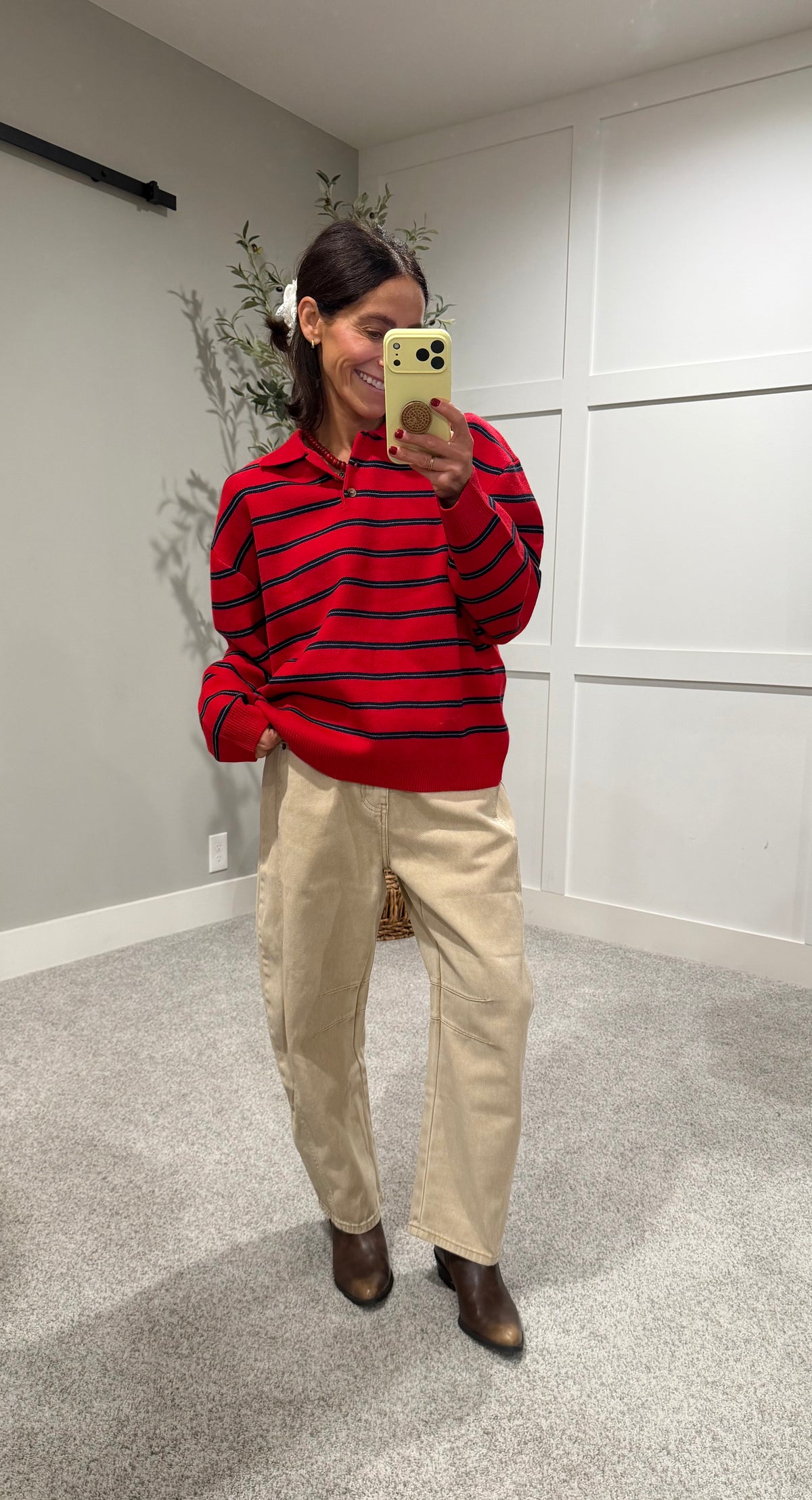 The Nora Sweater Polo | Red Striped