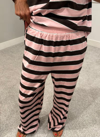 Sheila Mock Neck Striped Set | Pink/Brown