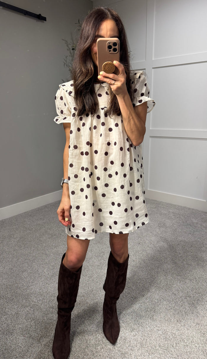 Flora Polka Dress | Cream