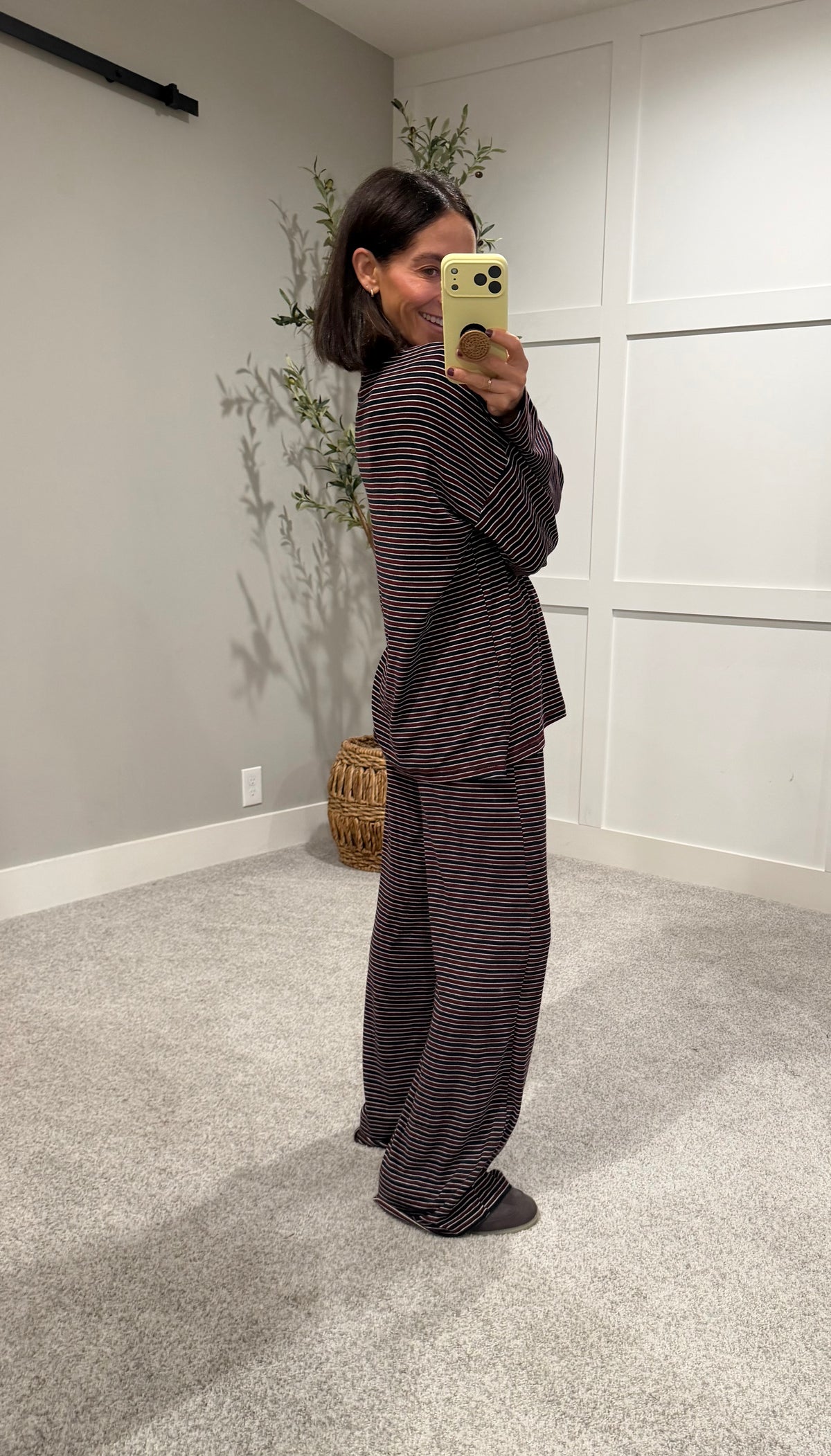 Langston Striped Set | Wine/Navy