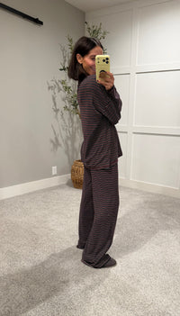 Langston Striped Set | Wine/Navy