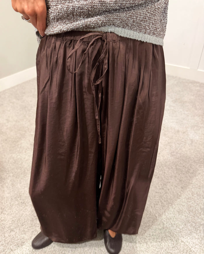 Satin Harem Balloon Pants | Deep Bark