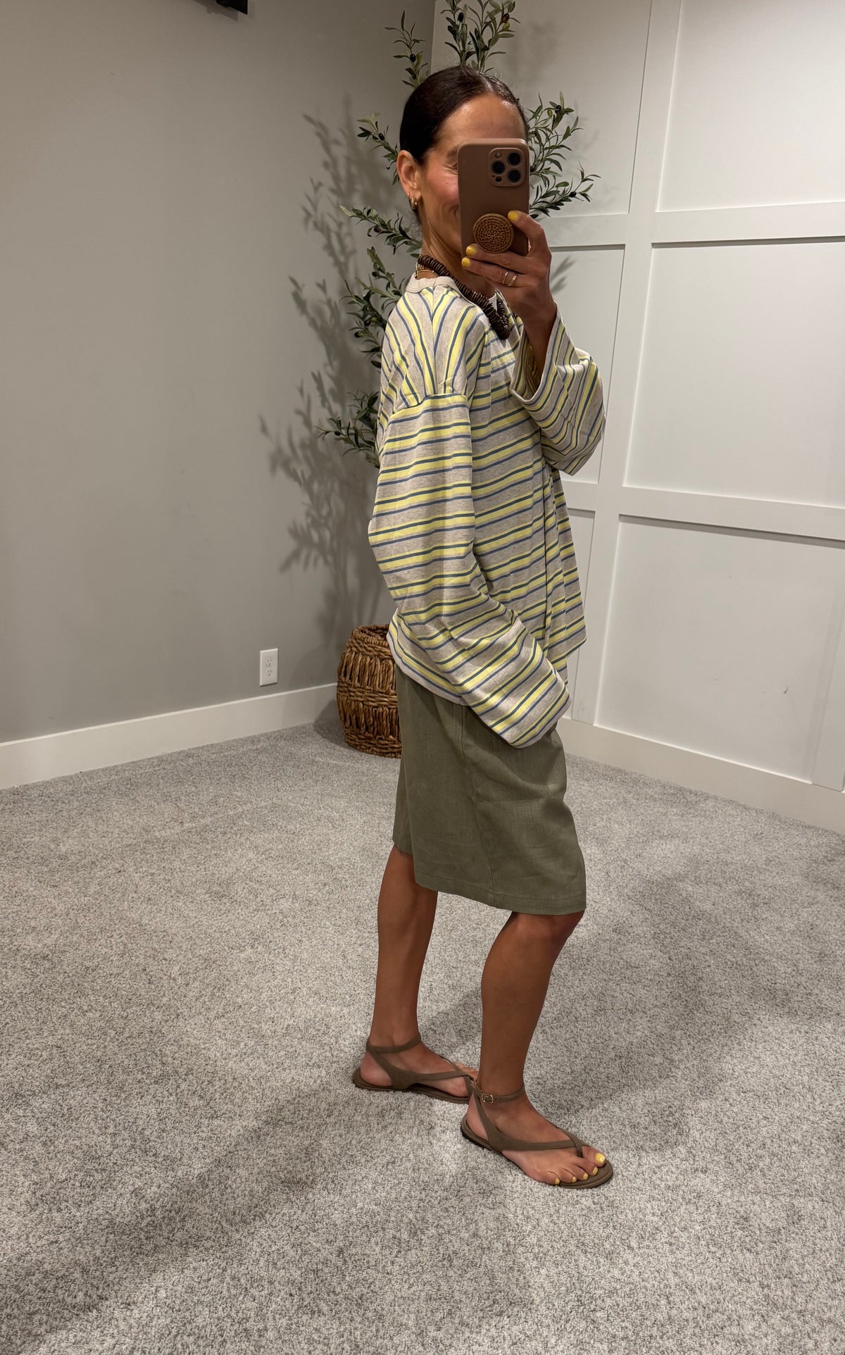 Summer Striped Long Sleeve Top | Lemon + Blue
