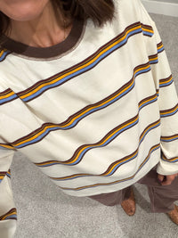 Sara Striped Long Sleeve Top | Ivory