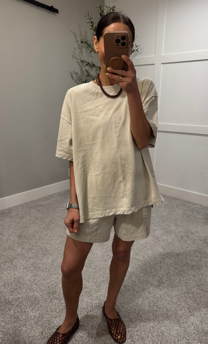 Everday Oversized Tee & Shorts SET | Bone