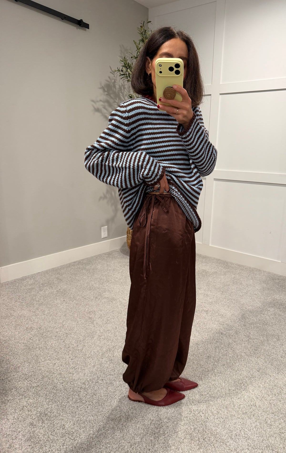 Satin Balloon Pants | Brown
