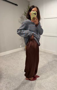 Satin Balloon Pants | Brown